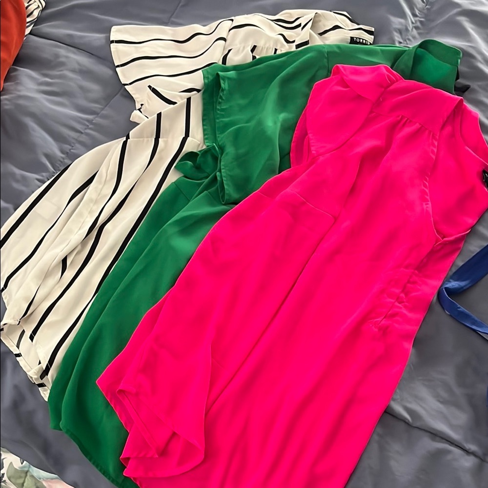 3 Torrid Harper flutter sleeve Pink, Green, Striped